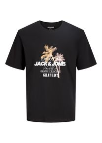 Jack & Jones Rundhalsshirt JACK & JONES "JJGRADIENT PRINT TEE SS CREW NECK", Herren, Gr. XS, schwarz, Jersey, Obermaterial: 100% Baumwolle, bedruckt, regular fit normal, Rundhals, Shirts Rundhalsshirt