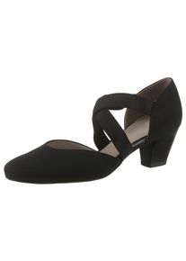 Spangenpumps Ara "TOULOUSE", Damen, Gr. 4,5 (37,5), schwarz, Textil, unifarben, Schuhe Spangenpumps, Abendschuh, Festtagsschuh, Trichterabsatzmit elastischen Riemchen