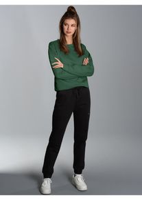 Jogginganzug TRIGEMA "TRIGEMA Bio-Freizeitanzug", Damen, Gr. M, schwarz (efeu), Single Jersey, 75% Baumwolle (Biobaumwolle kbA), 25% Baumwolle (recycelt), Basic, Sportanz&uuml;ge Jogginganzug