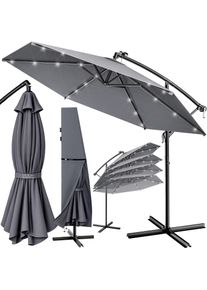 Kingsleeve Zweefparasol met LED-verlichting Antraciet Ha&iuml;ti &Oslash;300cm UV-bescherming 80+