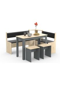 Essgruppe Vcm "Eckbankgruppe Sitzgruppe Esal Maxi", braun (anthrazit, honig, eiche), B:150cm T:153cm, Obermaterial: 100% Holz Wood., Sitzm&ouml;bel-Sets, Essgruppe