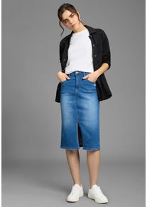Jeansrock Kangaroos, Damen, Gr. 34, blau (blau used), Denim/Jeans, Obermaterial: 98% Baumwolle, 2% Elasthan, unifarben, Basic, figurbetont ca. Mitte Wade, R&ouml;cke Jeansrock, in Midil&auml;nge mit Schlitz