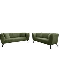 Polstergarnitur Home Affaire "Lazio modern und bequem, schmale Armlehnen, tolle Detailverarbeitung", gr&uuml;n (moosgr&uuml;n, moosgr&uuml;n), H:83cm T:88cm, 100% Polyester, Sitzm&ouml;bel-Sets, Polstergarnitur, auch als Loveseat erh&auml;ltlich
