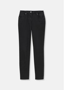 Regular-fit-Jeans MADELEINE "Jeans Mid Waist Skinny-Hose mit Fransen", Damen, Gr. 21, N + K Gr, schwarz, Obermaterial: 92% Baumwolle CO. 6% Polyester PES. 2% Elasthan EL., Modern, normal, Jeans Regular-fit-Jeans, mit Fransensaum