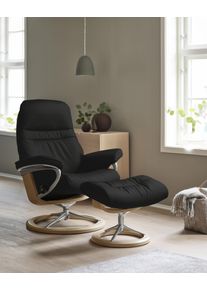 Relaxsessel stressless "Sunrise", schwarz (schwarz batick), B:83cm H:105cm T:74cm, Leder BATICK: BATICK ist ein leicht korrigiertes, durchgef&auml;rbtes und genarbtes M&ouml;belleder, bei dem die meisten Unebenheiten und Spuren in der Regel entfernt wurden.;Leder PALOMA: PALOMA ist ein durchgef&auml;rbtes Semianilin-M&ouml;belleder mit nat&uuml;rlicher Narbung.;ROHLEDER Stoff Q2 FARON: Ein fester zuverl&auml;ssiger Boucl&eacute; mit 