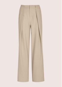 Madeleine Mode Stoffhose MADELEINE "Bundfaltenhose Jerseyhose mit weitem Bein", Damen, Gr. 48, N + K Gr, beige (cappuccino, melange), Obermaterial: 69% Polyester PES. 28% Viskose CV. 3% Elasthan EL., Modern, weit, Hosen Stoffhose, Hose mit modischer Bundfalte