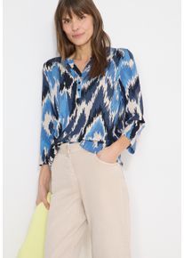 3/4-Arm-Shirt Cecil, Damen, Gr. M (40), cloud blau, Web, Obermaterial: 50% Baumwolle, 50% Modal, bedruckt, normal h&uuml;ftbedeckend, V-Ausschnitt, Shirts 3/4-Arm-Shirt, mit grafischem Muster und im Tunika-Look