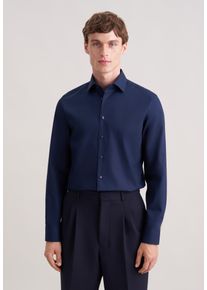 Businesshemd Seidensticker "Schwarze Rose", Herren, Gr. XXL (45-46), normale &Auml;rmell&auml;ngen, dunkelblau, 100% Baumwolle, unifarben, slim fit, 2-Knopf-Manschette, Hemden Businesshemd, Slim 1/1 Kentkragen Uni