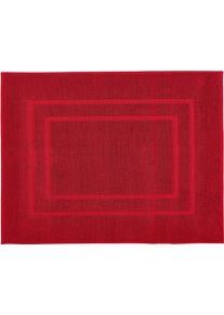 Badematte Kleine Wolke "Plaza" Gr. 3, rot, H:60mm, Baumwolle, Badematten, Badematte, Badteppich, Uni Farben, mit Bord&uuml;re, Hoch-Tief Effekt