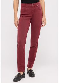 5-Pocket-Jeans Angels "CICI", Damen, Gr. 42, L&auml;nge 28, rot (schwarz bordeaux), Denim/Jeans, Obermaterial: 48% Baumwolle, 45% Lyocell, 5% Elastomultiester, 2% Elasthan, slim fit lang, Jeans 5-Pocket-Jeans, mit Coloured Denim