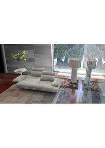 3,5-Sitzer Calia italia "Toby Wing, 228 cm breit, italienisches Designsofa, Megasofa", grau (grigio mario), B:228cm H:90cm T:113cm, Mikrofaser mit Nubuk Optik (100% Polyester), Sofas, 3 5-Sitzer, inkl. Sitztiefenverstellung und Armteilfunktion, F&uuml;&szlig;e in Schwarz matt