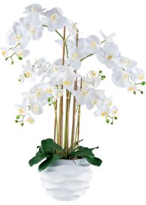 Kunstorchidee Creativ green "Orchidee Phalaenopsis", wei&szlig;, H:90cm, Kunststoff, Kunstpflanzen, Kunstorchidee, im Design-Topf