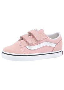 Sneaker Vans "Old Skool", M&auml;dchen, Gr. 22,5, rosa, Leder, Textil, kontrastfarbene Details, unifarben mit Farbeinsatz, Schuhe Sneaker, mit Klettverschluss f&uuml;r Kleinkinder