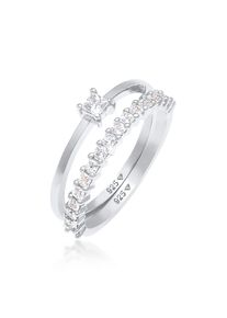 Ring-Set Elli "Ring Solit&auml;r Zirkonia Stapelring (Set 2-tlg) 925 Silber" Gr. 56, silber, Fingerringe, Damen, 56,mit Stein, Silber 925 (Sterlingsilber), 3mm, Ring-Set
