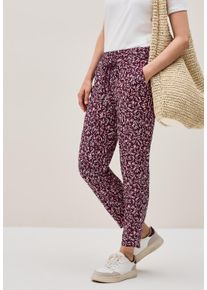 Stoffhose Cecil "CHELSEA", Damen, Gr. XL (44), L&auml;nge 28, rot (mulberry rot), Web, Obermaterial: 100% Viskose, bedruckt, loose fit lang, Hosen Stoffhose, Sommerhose mit floralem Allover-Print