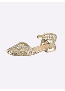 Ballerina Heine, Damen, Gr. 40, hellgoldfarben, Synthetik, Schuhe Ballerina