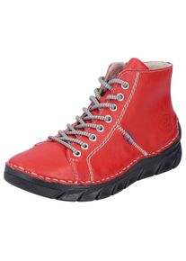 Schn&uuml;rboots Rieker, Damen, Gr. 42, rot, Lederimitat, Schuhe Schn&uuml;rboots, Schn&uuml;rstiefelette, High Top Sneaker, Schn&uuml;rschuh mit Kontrastnaht
