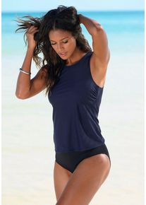 Bade-Shirt Lascana, Damen, Gr. 52/54, N-Gr, blau (marine), Polyamid, unifarben, Bikini-Oberteile Bade-Shirt, mit Unterbrustgummi