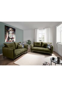 Sitzgruppe Home Affaire "Lazio modern und bequem, schmale Armlehnen, tolle Detailverarbeitung", gr&uuml;n (gr&uuml;n, t&uuml;rkis), B:255cm H:94cm T:110cm, Sitzm&ouml;bel-Sets, Sitzgruppe, Armlehnen verstellbar
