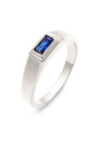 Siegelring Kuzzoi "Ring Siegelring Rechteck Synthetischer Saphir Blau 925 Sterling Silber" Gr. 60, silber, Fingerringe, Herren, 60, Silber 925 (Sterlingsilber), Siegelring