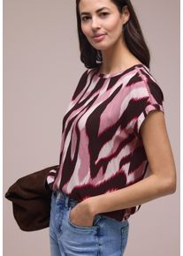 Druckbluse Street One, Damen, Gr. 40, clouded blush, Web, Obermaterial: 100% Viskose, gemustert, l&auml;ssig geschnitten h&uuml;ftbedeckend, Rundhals, abgesteppte Kante, Blusen Druckbluse, mit Alloverprint, aus Viskose-Webmaterial, Kurzarm