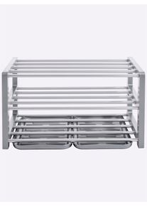 Schuhregal HEINE HOME, silber (silberfarben), B:60cm H:33cm T:32cm, Kunststoff, Regale, Schuhregal