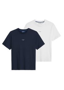Marc O'Polo T-Shirt MARC O'POLO DENIM "T-Shirt T-Shirt, SSL, Logo Print, Relax 2er Pack", Herren, Gr. S, bunt (wei&szlig;, dunkelblau), Obermaterial: 100% Baumwolle CO., Shirts T-Shirt