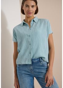 Shirtbluse Cecil, Damen, Gr. XL (44), crystal mint, Web, Obermaterial: 60% Viskose, 39% Polyester, 1% Elasthan, unifarben, l&auml;ssig geschnitten h&uuml;ftbedeckend, Rundhals, abgesteppte Kante, Blusen Shirtbluse, Sommerbluse mit Hemdkragen und Knopfleiste