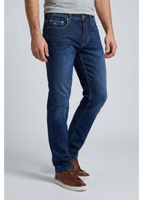 Tapered-fit-Jeans Fynch-Hatton, Herren, Gr. 30, L&auml;nge 30, blau, Denim/Jeans, Obermaterial: 94% Baumwolle, 5% Elastomultiester, 1% Elasthan, unifarben, regular fit kn&ouml;chellang, Jeans Tapered-fit-Jeans, Regular Fit, mit Eingrifftaschen, Ges&auml;&szlig;taschen und Coinpocket