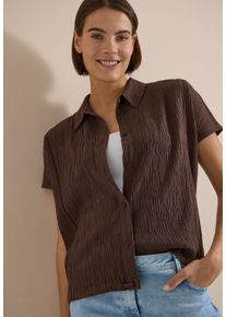 Shirtbluse Cecil, Damen, Gr. XS (36), braun cacao, Web, Obermaterial: 60% Viskose, 39% Polyester, 1% Elasthan, unifarben, l&auml;ssig geschnitten h&uuml;ftbedeckend, Rundhals, abgesteppte Kante, Blusen Shirtbluse, Sommerbluse mit Hemdkragen und Knopfleiste
