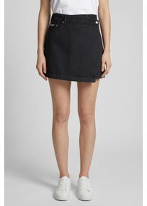 Jeansrock Calvin Klein Jeans "DENIM MINI WRAP SKIRT", Damen, Gr. 26, schwarz (soft schwarz), Denim/Jeans, Obermaterial: 100% Baumwolle, unifarben, figurbetont mini, R&ouml;cke Jeansrock, Figurbetont