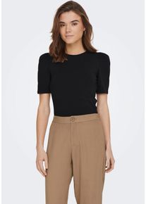 Kurzarmshirt Only "ONLLIVE LOVE 2/4 PUFFTOP JRS NOOS", Damen, Gr. S, schwarz, Jersey, Obermaterial: 95% Baumwolle, 5% Elasthan, unifarben, regular fit normal, Rundhals, Shirts Kurzarmshirt