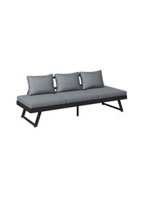 Ambia Garden Sitzbank, Grau, Anthrazit, Metall, Textil, F&uuml;llung: Vlies, Polyetherschaumkern, 204x70x69 cm, Gartenm&ouml;bel, Gartenb&auml;nke, Gartenb&auml;nke