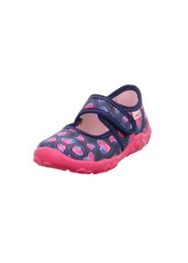 Hausschuh Superfit "BONNY, WMS: mittel", M&auml;dchen, Gr. 33, dunkelblau, pink, Baumwolle, mehrfarbig, Schuhe Hausschuh, Klettschuh, in WMS: Weite mittel, Gr&ouml;&szlig;enschablone zum Download