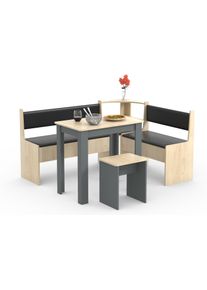 Essgruppe Vcm "Eckbankgruppe Sitzgruppe Esal Mini", braun (anthrazit, honig, eiche), B:153cm T:123cm, Obermaterial: 100% Holz Wood., Sitzm&ouml;bel-Sets, Essgruppe
