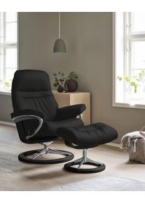 Relaxsessel stressless "Sunrise", schwarz (schwarz batick), B:83cm H:105cm T:74cm, Leder BATICK: BATICK ist ein leicht korrigiertes, durchgef&auml;rbtes und genarbtes M&ouml;belleder, bei dem die meisten Unebenheiten und Spuren in der Regel entfernt wurden.;Leder PALOMA: PALOMA ist ein durchgef&auml;rbtes Semianilin-M&ouml;belleder mit nat&uuml;rlicher Narbung.;ROHLEDER Stoff Q2 FARON: Ein fester zuverl&auml;ssiger Boucl&eacute; mit 