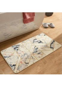 Badematte Gino Falcone "Aquata GF-155, Badvorleger, Badezimmer Teppich", beige (creme), H:7mm, Kunstfaser, Badematten, Badematte, Badteppich, bedruckt, Marmor Design, rechteckig