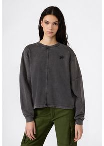 Sweatshirt Champion "ICONS WASH loose fit terry crewneck sweatshirt", Damen, Gr. XL, chr, angeraute Sweatware, Obermaterial: 70% Baumwolle, 30% Polyester, normal, Rundhals, angesetztes B&uuml;ndchen, Sweatshirts Sweatshirt, f&uuml;r Erwachsene, sportlicher Stil, Rundhalsausschnitt