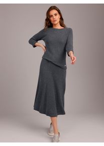 Wollpullover CREATION L PREMIUM "Kaschmir-Woll-Pullover", Damen, Gr. 50, grau (anthrazit), 90% Wolle, 10% Kaschmir, unifarben, Pullover Wollpullover