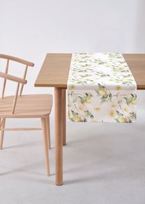 bonprix Faţă masă &icirc;ngustă cu print vegetal cu lăm&acirc;i, alb, Lxl 140/40 cm