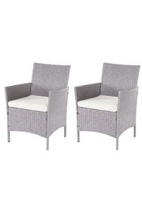 MCW POLY-RATTAN SESSEL HALDEN Grau, Cremewei&szlig; 2er-Set