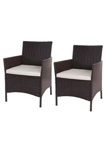 MCW POLY-RATTAN SESSEL HALDEN Braun, Cremewei&szlig; 2er-Set