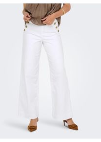 High-waist-Jeans Only "ONLMADISON HW BUTTON WIDE DNM 730 NOOS", Damen, Gr. 29, L&auml;nge 34, wei&szlig; denim, Denim/Jeans, Obermaterial: 92% Baumwolle, 6% Elastomultiester, 2% Elasthan, unifarben, lang, Jeans High-waist-Jeans, mit Knopf Details