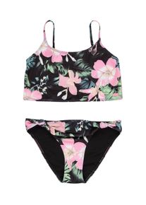 Triangel-Bikini Roxy "Shadow Floral", Kinder, Gr. 12(148-156cm), Cup B, schwarz, Obermaterial: 18% Elasthan, 82% Polyester., Bikini-Sets Triangel-Bikini, Topseller