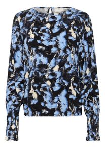Langarmbluse Kaffe "Langarm-Bluse KAlura", Damen, Gr. 44, schwarz (schwarz, blau graphic strokes), Obermaterial: 100% Viskose LENZING ECOVERO CV LenzEcov., Blusen Langarmbluse