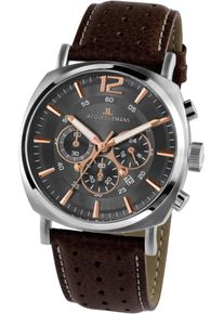 Chronograph Jacques Lemans "Lugano", braun (braun, grau), Armbanduhren, Herren, Chronograph, Quarzuhr, Armbanduhr, Herrenuhr, Datum, Stoppfunktion, Lederarmband