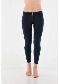 Leggings Freddy "WRUP4 SUPERSKINNY", Damen, Gr. XL (42), N-Gr, blau (schwarz sapphire), Jersey, Obermaterial: 81% Baumwolle, 19% Elasthan, skinny fit kn&ouml;chellang, Hosen Leggings, mit Lifting & Shaping Effekt, 7/8-L&auml;nge