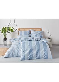 Bettw&auml;sche OTTO HOME "Sari in verschiedenen Qualit&auml;ten", blau, B/L: 135cm x 200cm, 1 Stk., 1 Stk., Satin, B/L: 80cm x 80cm, 2, Satin, Obermaterial: 70% Baumwolle, 30% Lyocell (TENCEL&trade;), Bettw&auml;sche, Bettw&auml;sche, ab Gr. 135x200 cm, Wendedesign, moderne Bettw&auml;sche mit Streifen