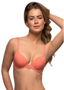 Push-up-BH After Eden "TESS", Damen, Gr. 80, Cup A, silken coral, Spitze, Obermaterial: 75% Nylon, 13% Elasthan, 12% Polyamid, comfort fit, BHs Push-up-BH, mit Schale, mit B&uuml;gel, mit Spitze, breite Tr&auml;ger, feminin, bequem