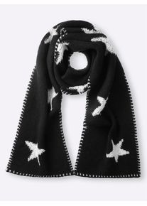 Modeschal Heine, Damen, schwarz, wei&szlig;, Polyester, Modet&uuml;cher Modeschal